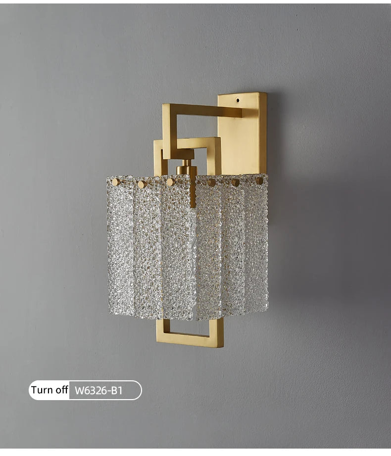 Copper Wall Lamp Creative LED Crystal Lamp with Gold Background