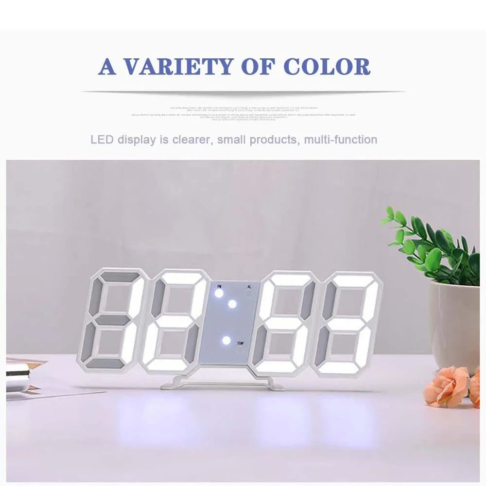 3D Smart USB Powered Digital Alarm Clock Wall Clock with LED Light