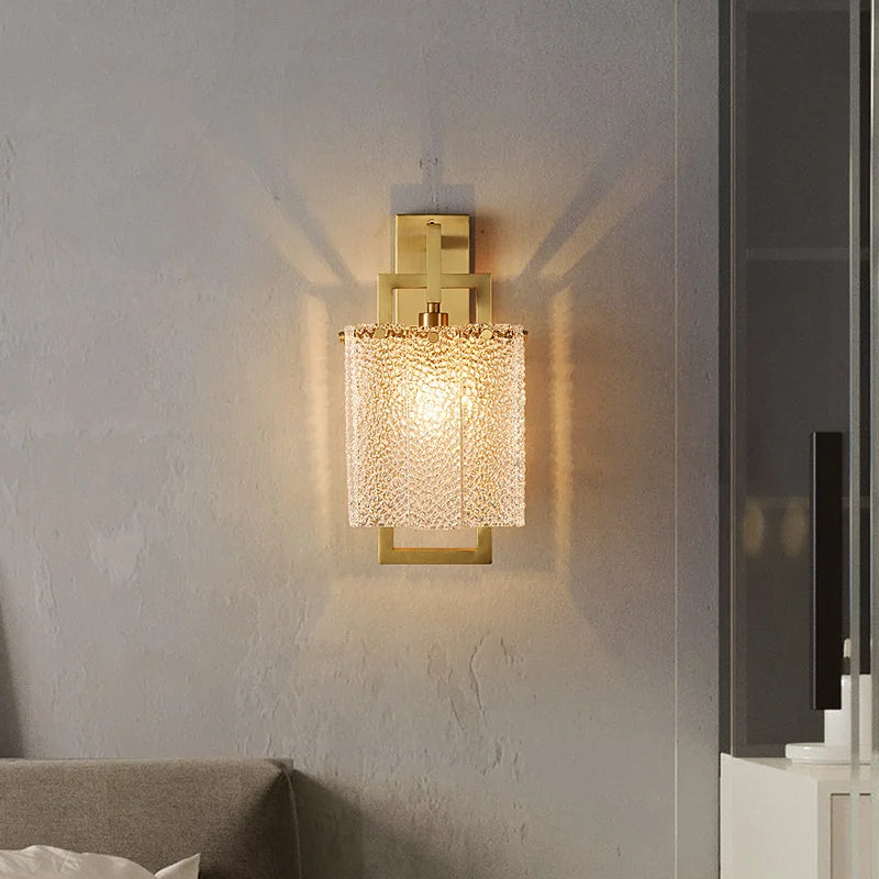 Copper Wall Lamp Creative LED Crystal Lamp with Gold Background