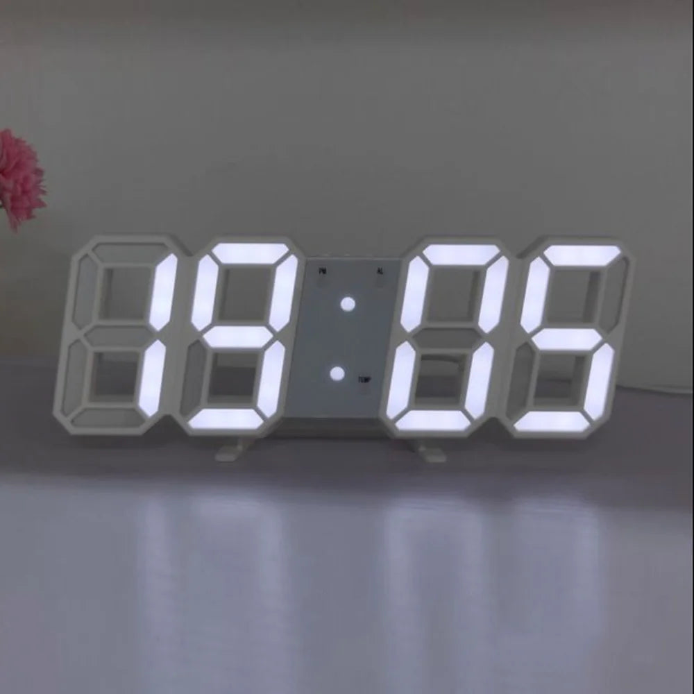 3D Smart USB Powered Digital Alarm Clock Wall Clock with LED Light