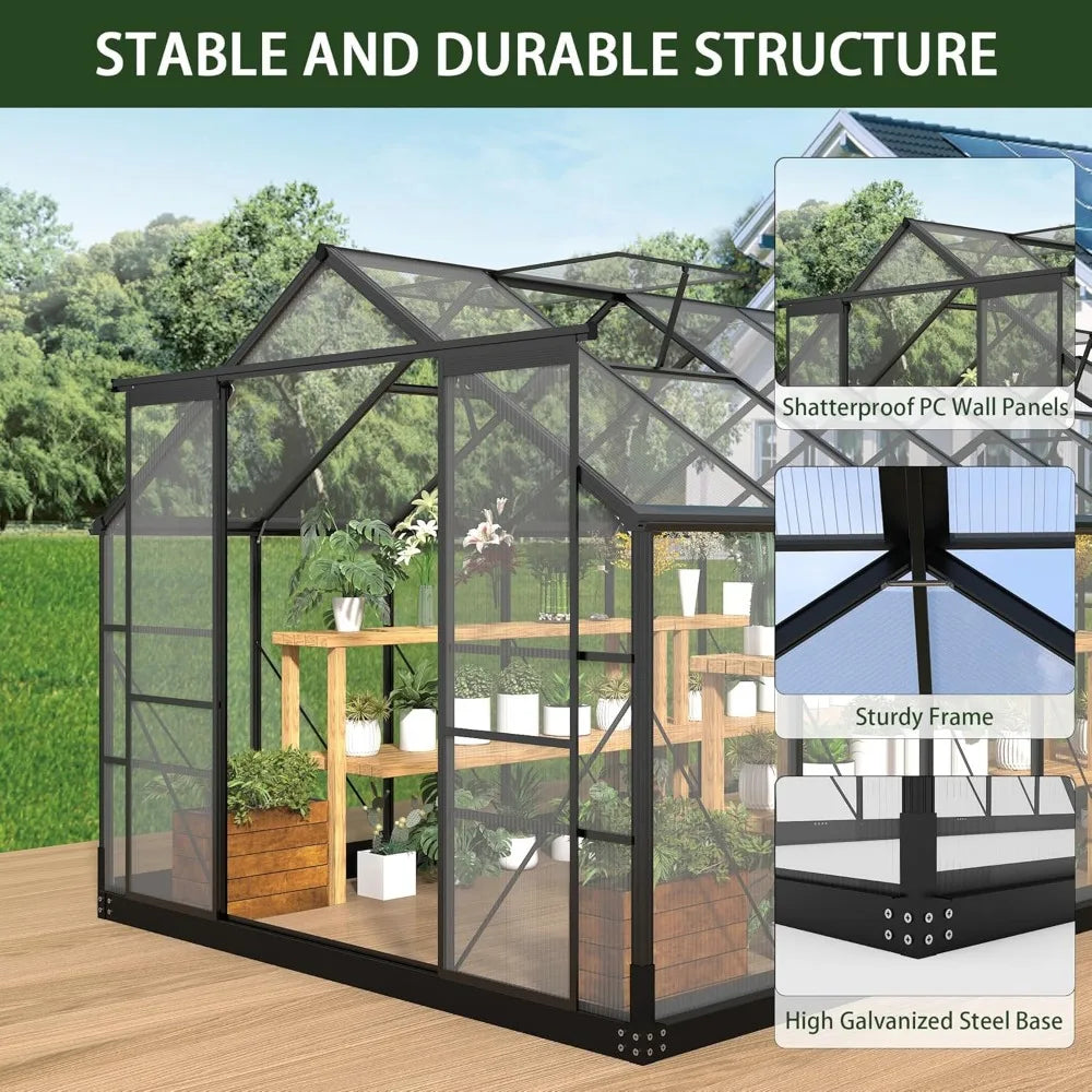 Polycarbonate Greenhouses, Aluminum Frame Outdoor Walk In Greenhouse