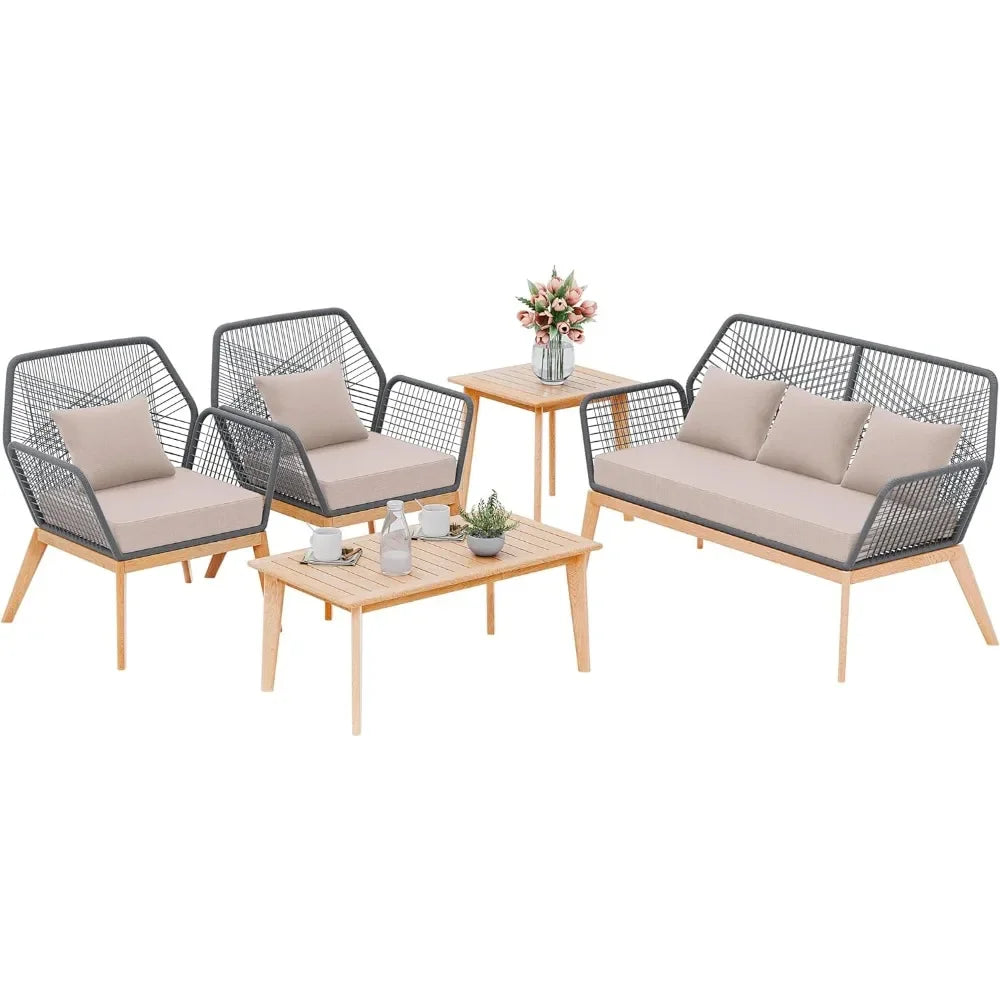 Oak Outdoor Patio Furniture Set