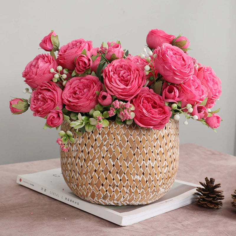 Artificial Pink Silk Peony Bouquet