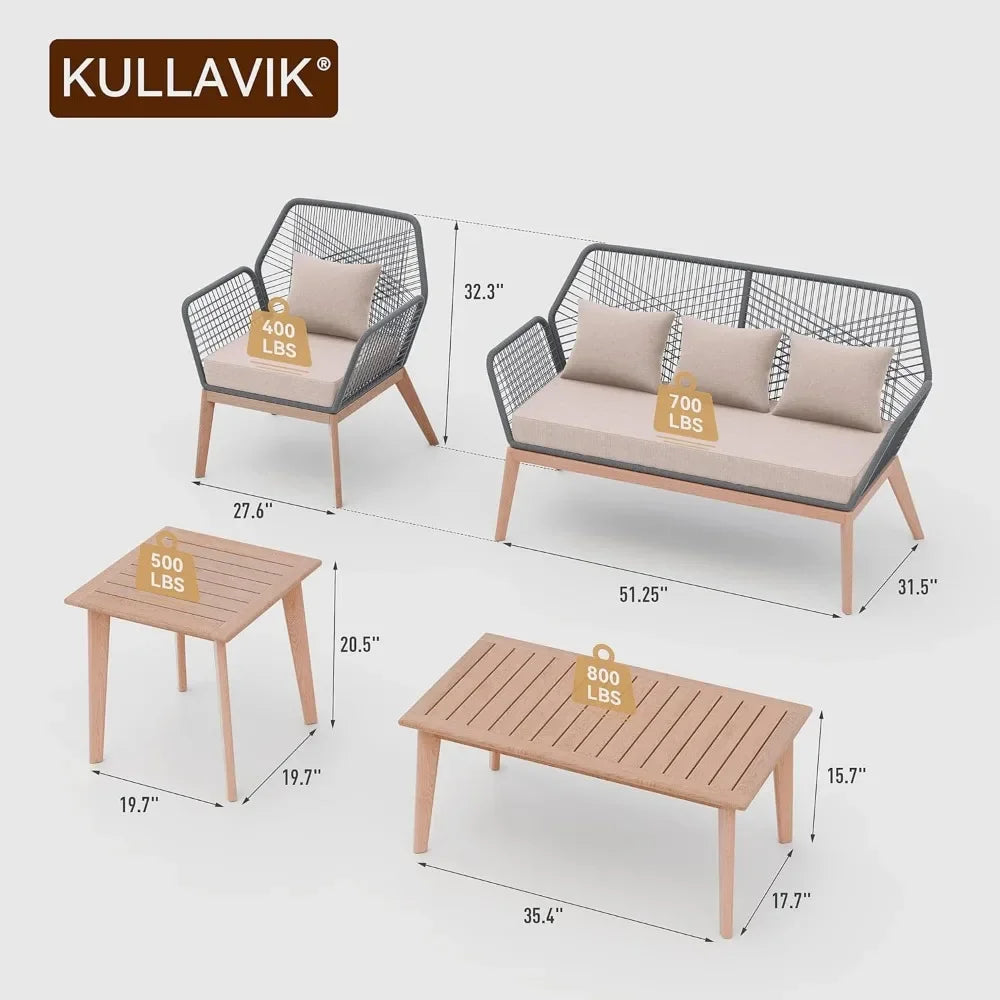 Oak Outdoor Patio Furniture Set