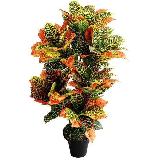 Croton Plant Artificial Fig Tree With Violin Shaped Leaves For Decoration