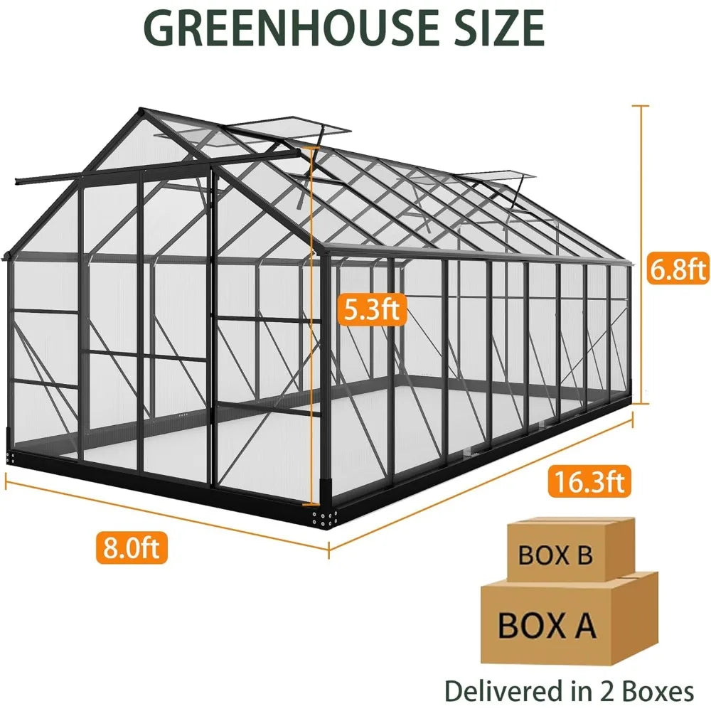 Polycarbonate Greenhouses, Aluminum Frame Outdoor Walk In Greenhouse