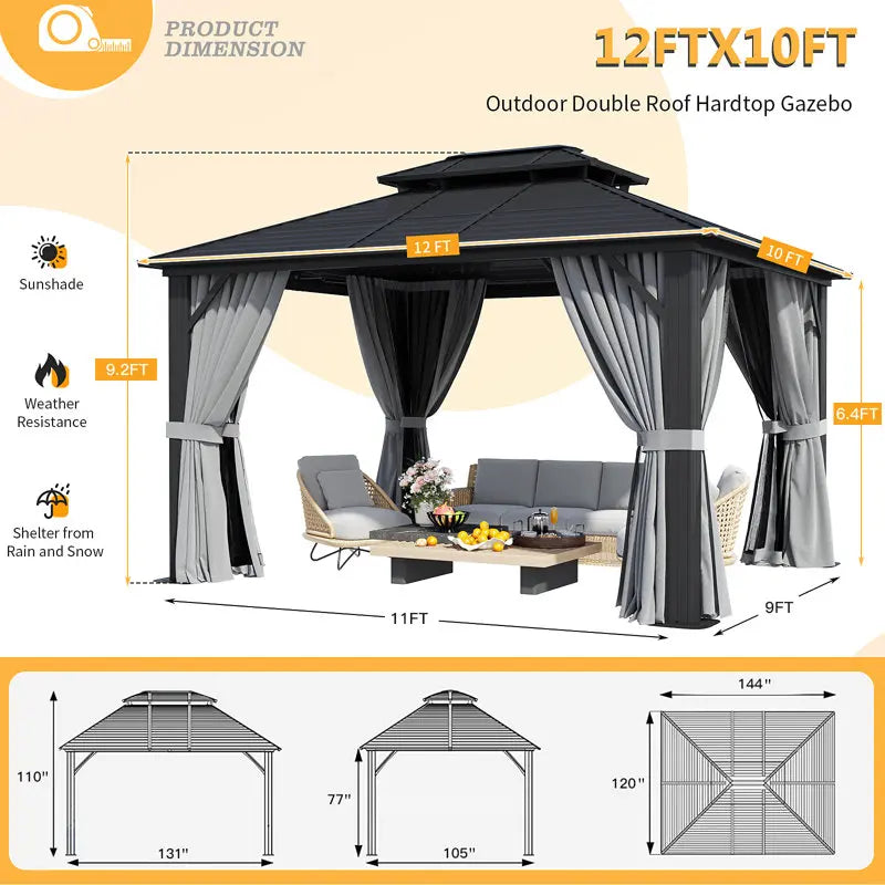 Rectangular metal canopy with metal roof