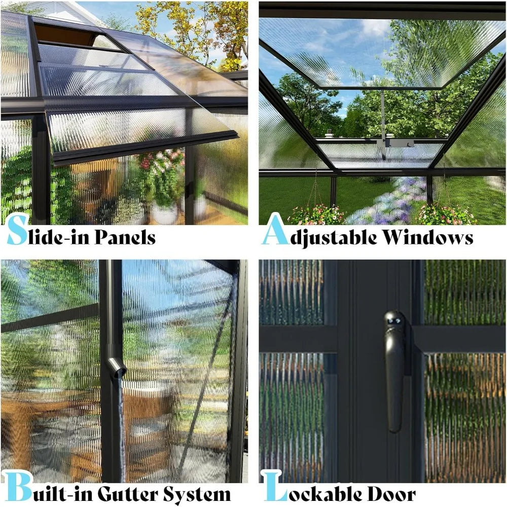 Polycarbonate walk in greenhouse, outdoor greenhouses