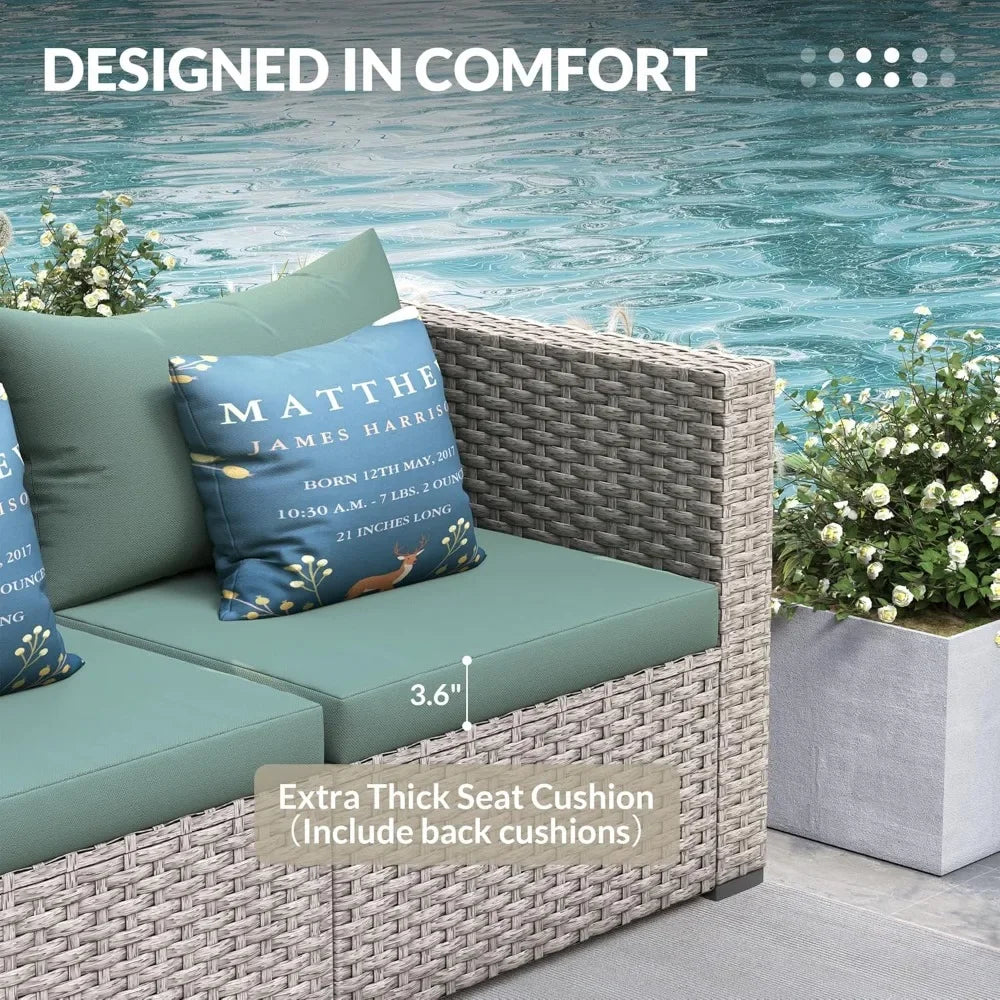 Patio Furniture Set, Outdoor Rattan Sofa Suitable for Balcony, Garden, Backyard