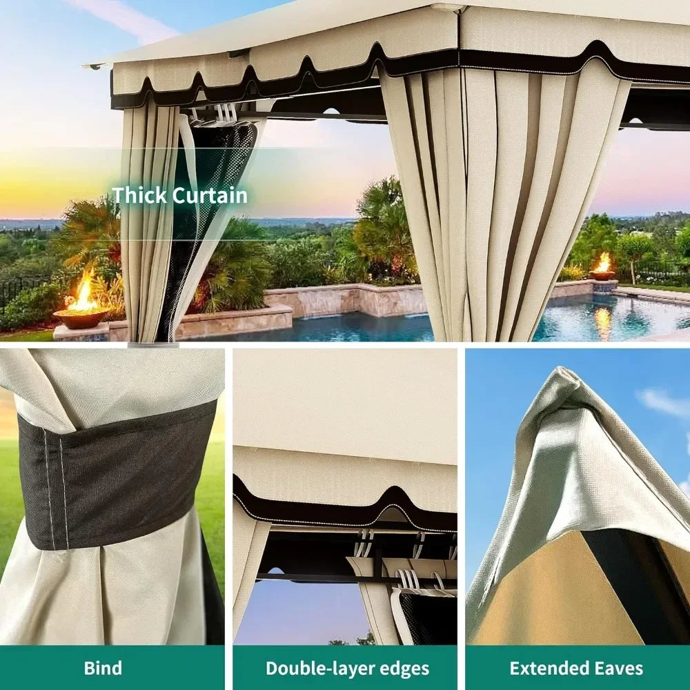 Double roof patio umbrella for outdoor patio, backyard and porch