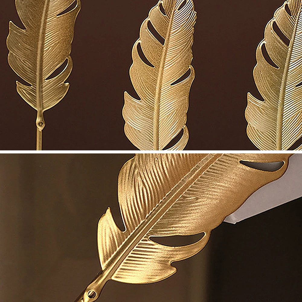 Nordic Golden Ginkgo Leaf Sculptures for Decor