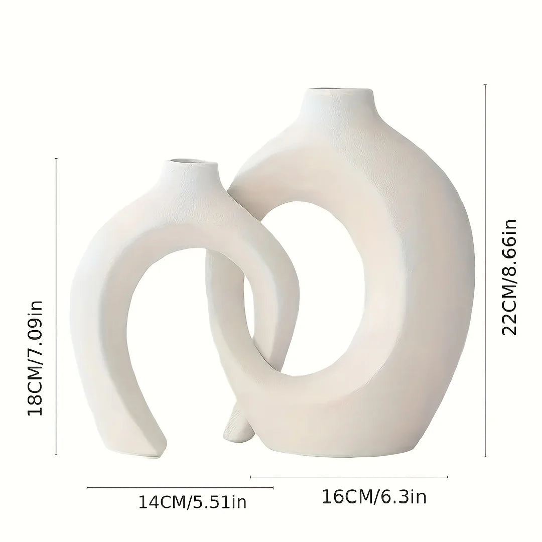 Modern Nordic Hollow Ceramic Vases Set of 2 for Modern Home Decor