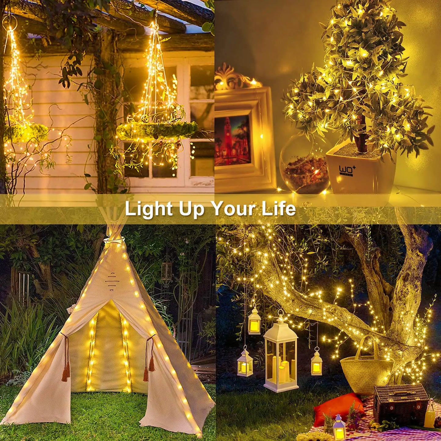 Solar Powered Outdoor String Lights Copper Wire Light