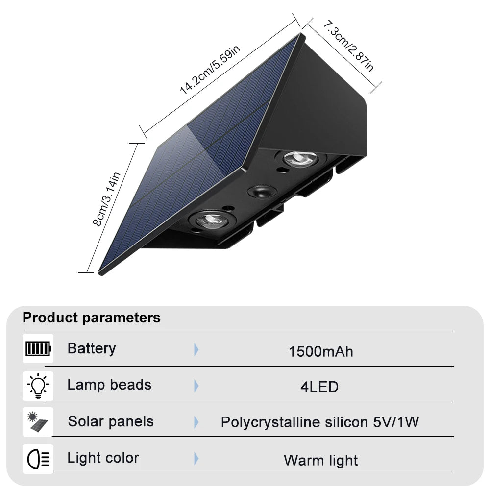 Solar Powered Fence Lights, Waterproof Outdoor Wall Light