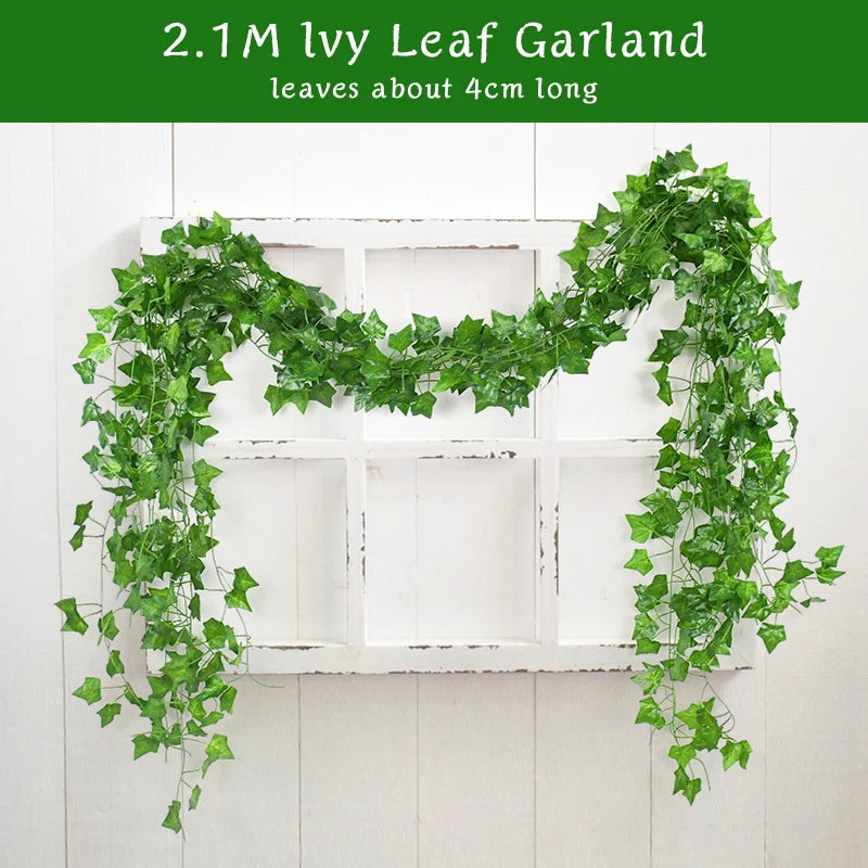 Artificial Plant Green Ivy Leaves Silk Wreath Wall Hanging for Decoration