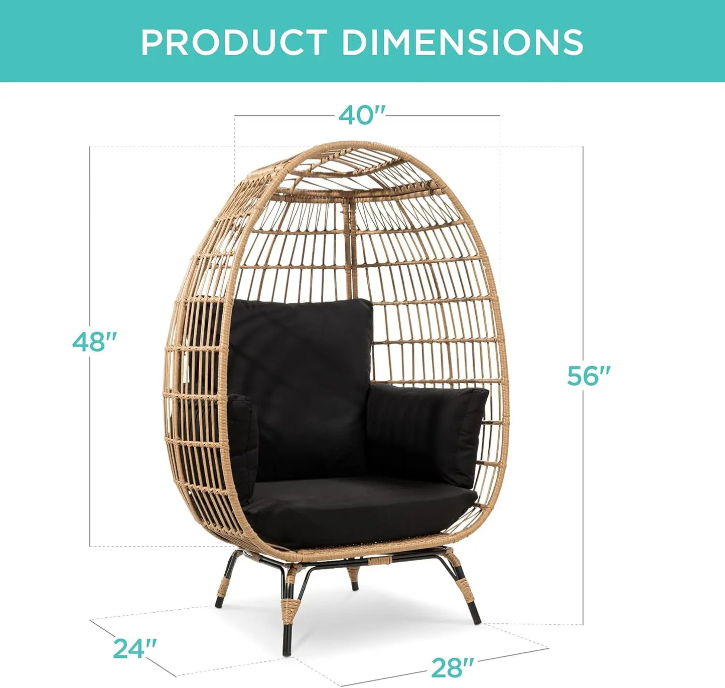 Bamboo Oval Chair, Large Recliner Chair for Indoor and Outdoor Use