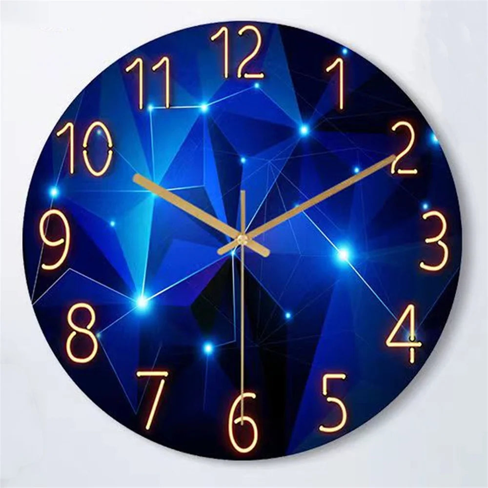 Geometric Elements Tempered Glass Wall Clock Silent Quartz Movement Decor