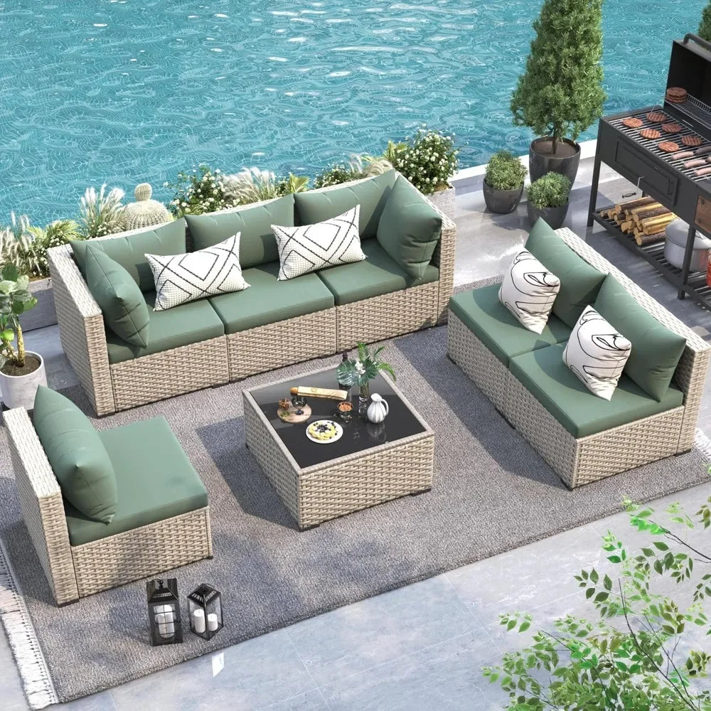 Patio Furniture Set, Outdoor Rattan Sofa Suitable for Balcony, Garden, Backyard