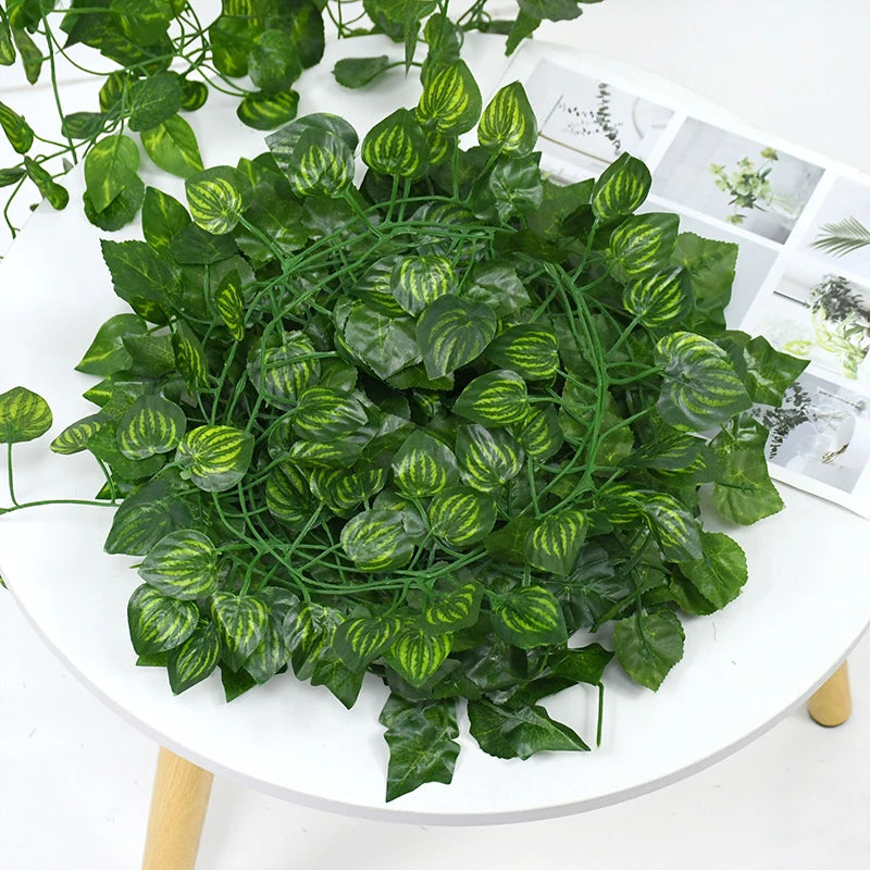 Artificial Plant Green Ivy Leaves Silk Wreath Wall Hanging for Decoration