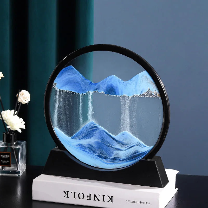 3D Quicksand Art Round Glass