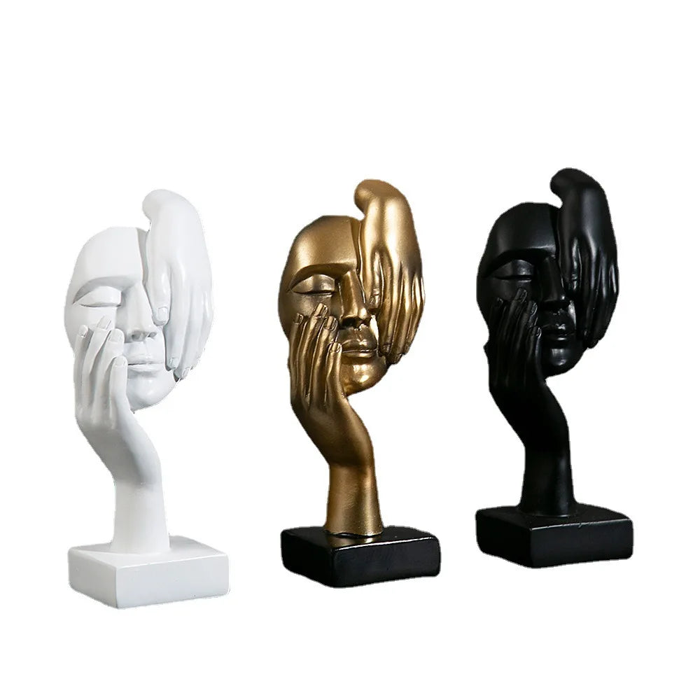 Abstract Resin Mask Statues Miniature Figurines for Interior Decoration