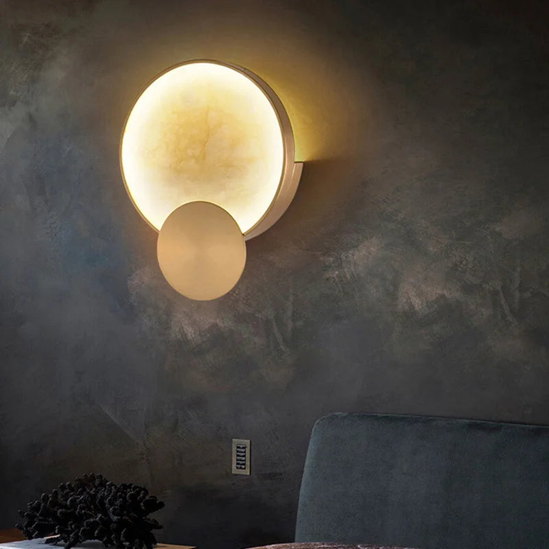 High Quality Copper Marble Round Wall Lamp for Indoor Lighting and Modern Simple Home Decor