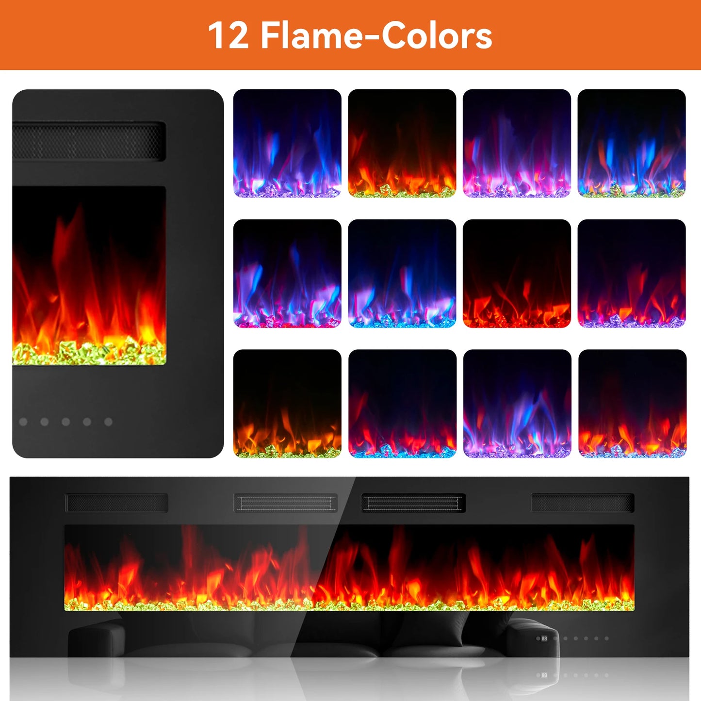 Wall mounted electric fireplace and free standing LED fireplace