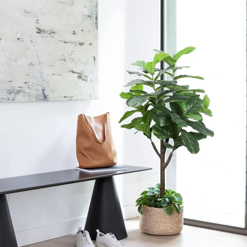 Artificial Big Leaves Fig Tree Realistic Fake Plants for Indoor Home Decor