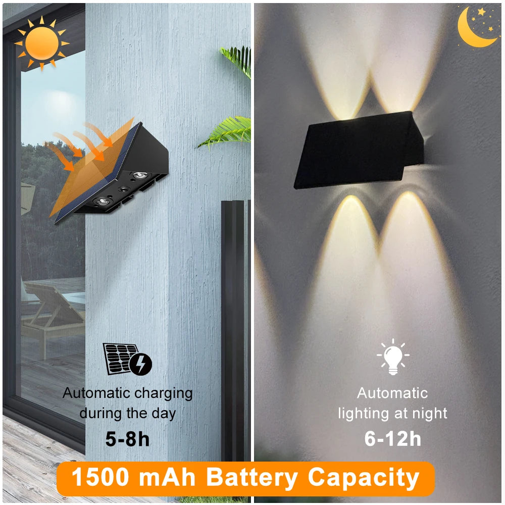 Solar Powered Fence Lights, Waterproof Outdoor Wall Light