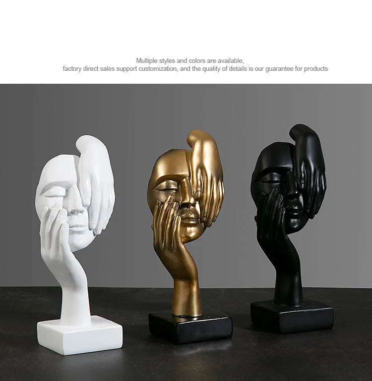 Abstract Resin Mask Statues Miniature Figurines for Interior Decoration