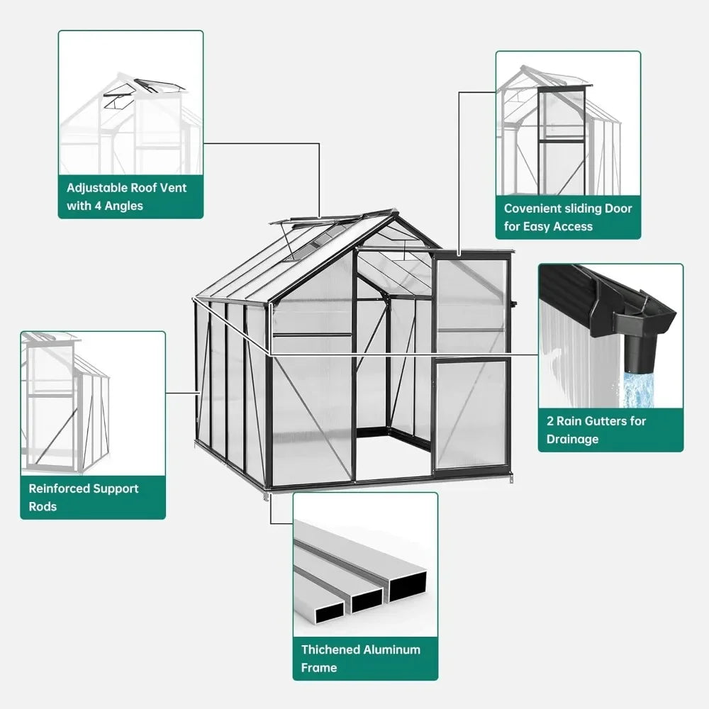 Large Durable Outdoor Polycarbonate Greenhouse