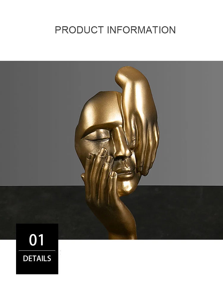 Abstract Resin Mask Statues Miniature Figurines for Interior Decoration