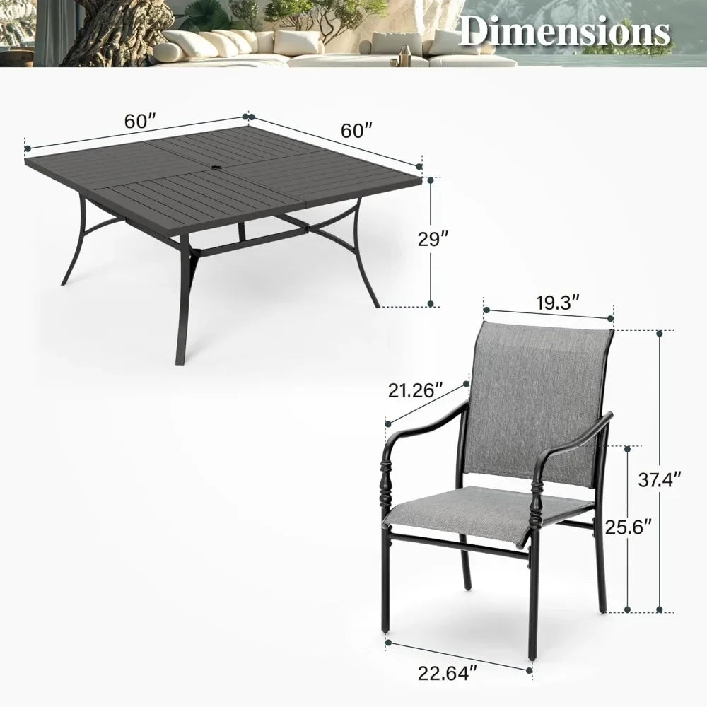 Outdoor dining set for backyard, porch or deck