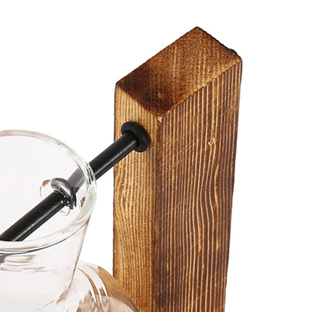 Creative Glass Vase with Wooden Stand