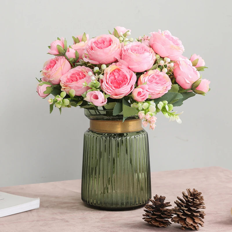 Artificial Pink Silk Peony Bouquet