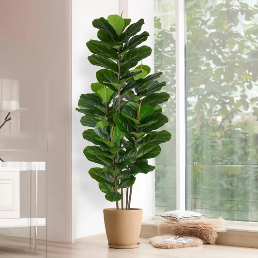 Artificial Big Leaves Fig Tree Realistic Fake Plants for Indoor Home Decor