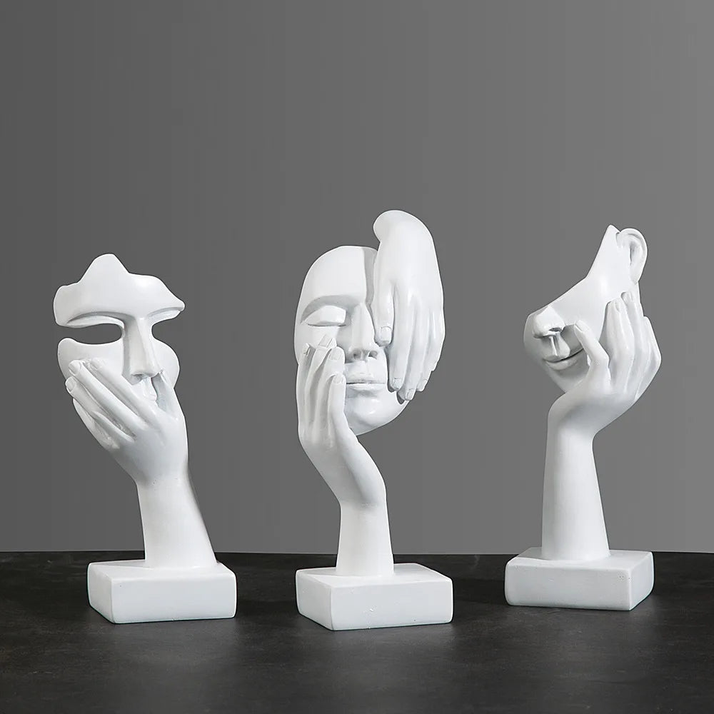 Abstract Resin Mask Statues Miniature Figurines for Interior Decoration