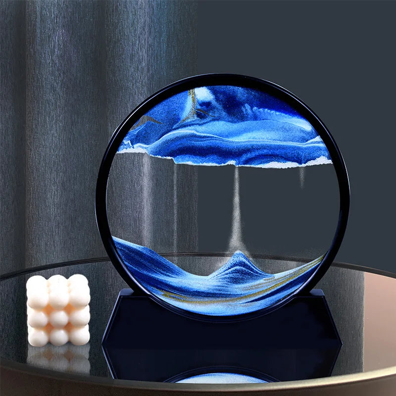 3D Quicksand Art Round Glass