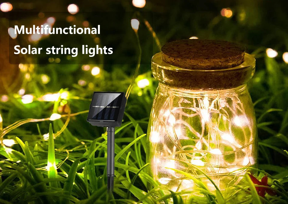 Solar Powered Outdoor String Lights Copper Wire Light