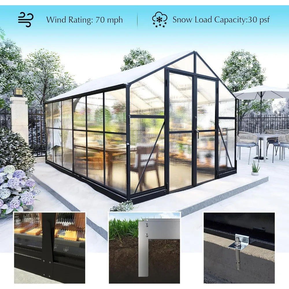 Polycarbonate walk in greenhouse, outdoor greenhouses