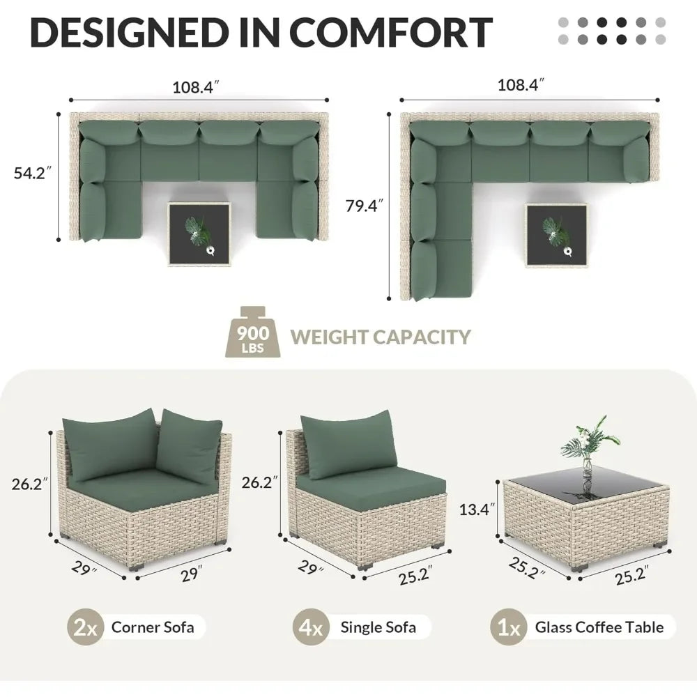 Patio Furniture Set, Outdoor Rattan Sofa Suitable for Balcony, Garden, Backyard