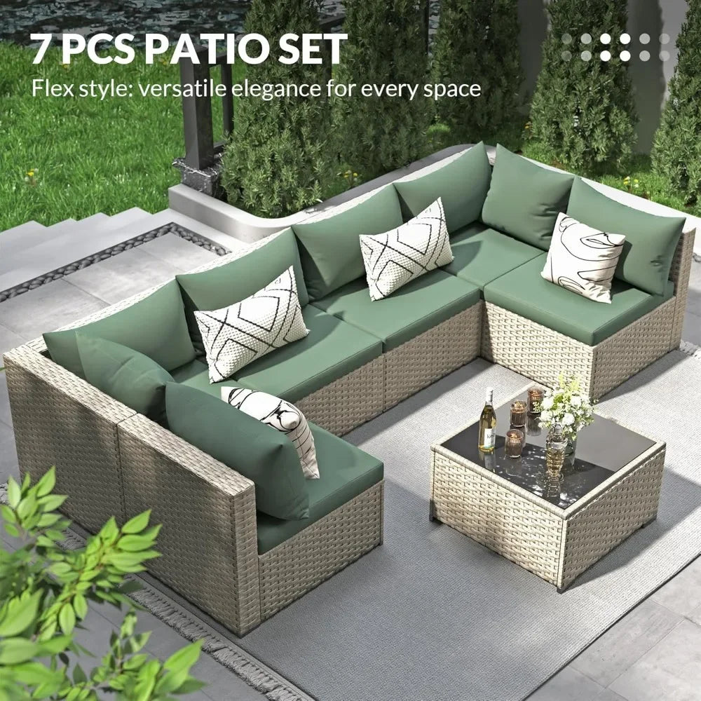 Patio Furniture Set, Outdoor Rattan Sofa Suitable for Balcony, Garden, Backyard