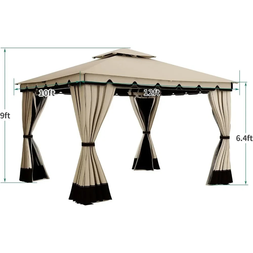 Double roof patio umbrella for outdoor patio, backyard and porch