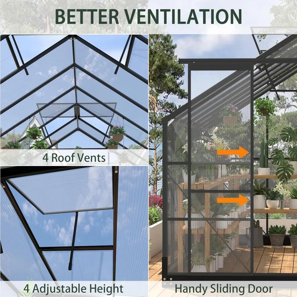 Polycarbonate Greenhouses, Aluminum Frame Outdoor Walk In Greenhouse