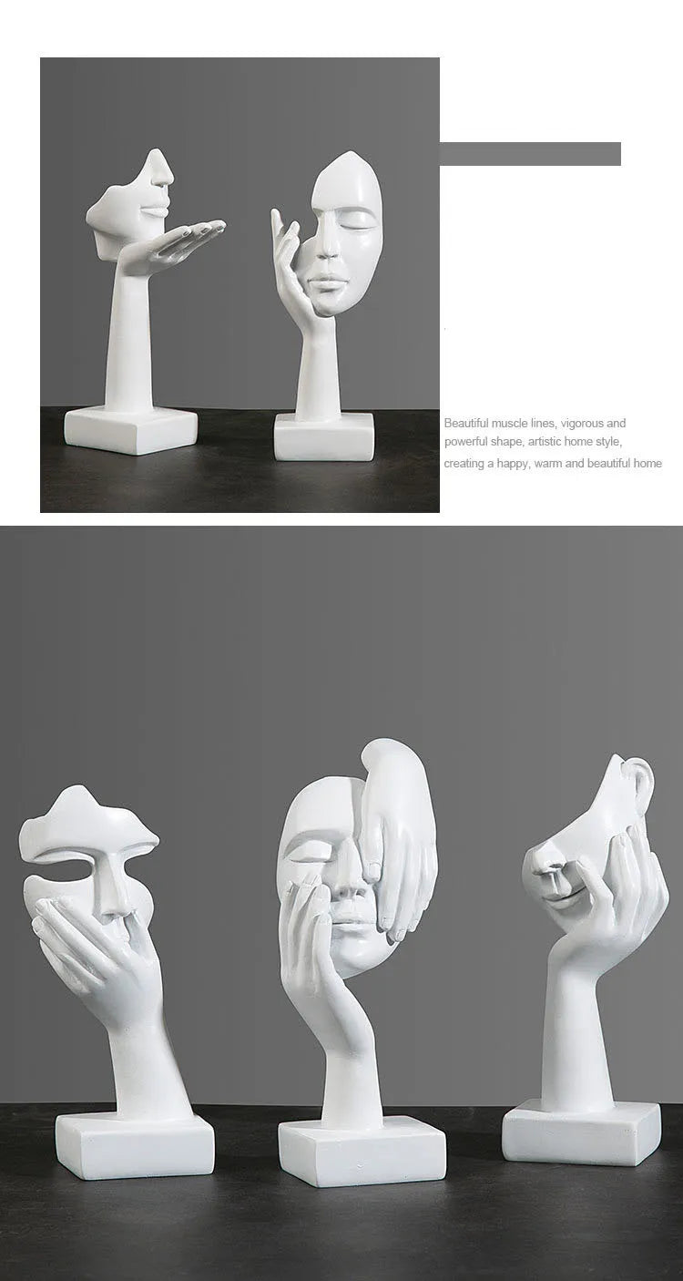 Abstract Resin Mask Statues Miniature Figurines for Interior Decoration