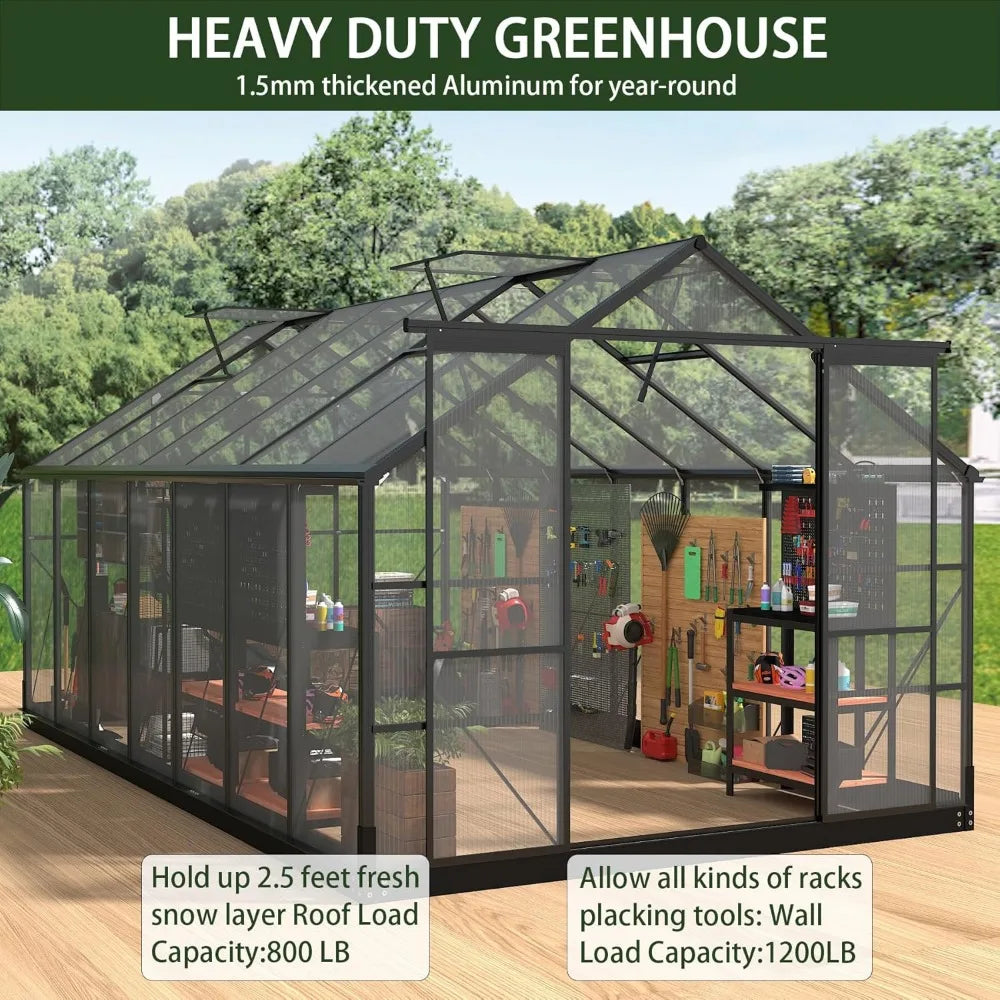 Polycarbonate Greenhouses, Aluminum Frame Outdoor Walk In Greenhouse