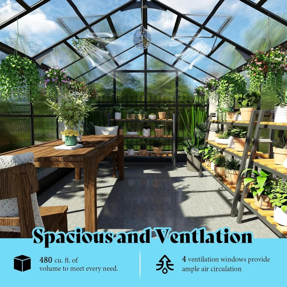 Polycarbonate walk in greenhouse, outdoor greenhouses