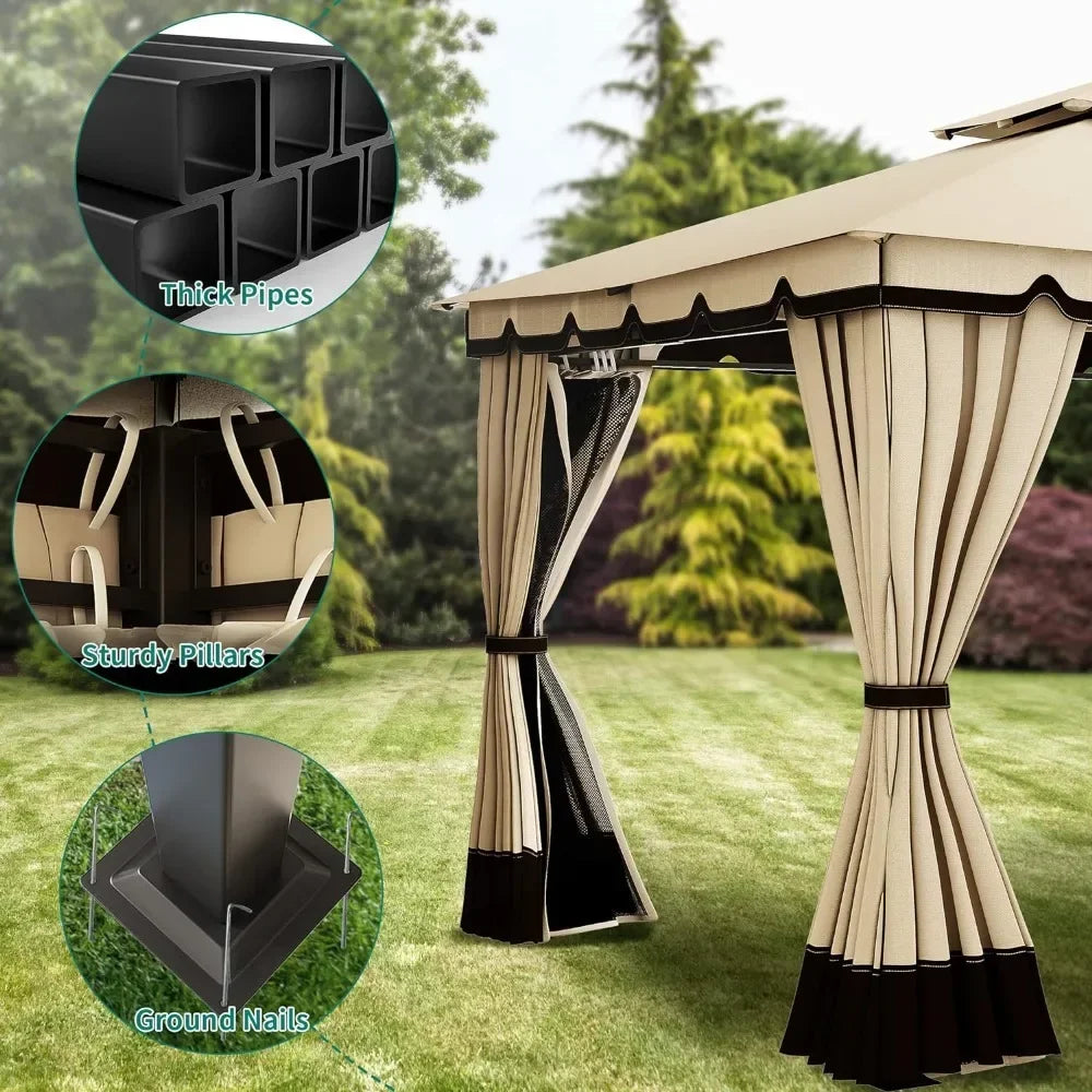 Double roof patio umbrella for outdoor patio, backyard and porch