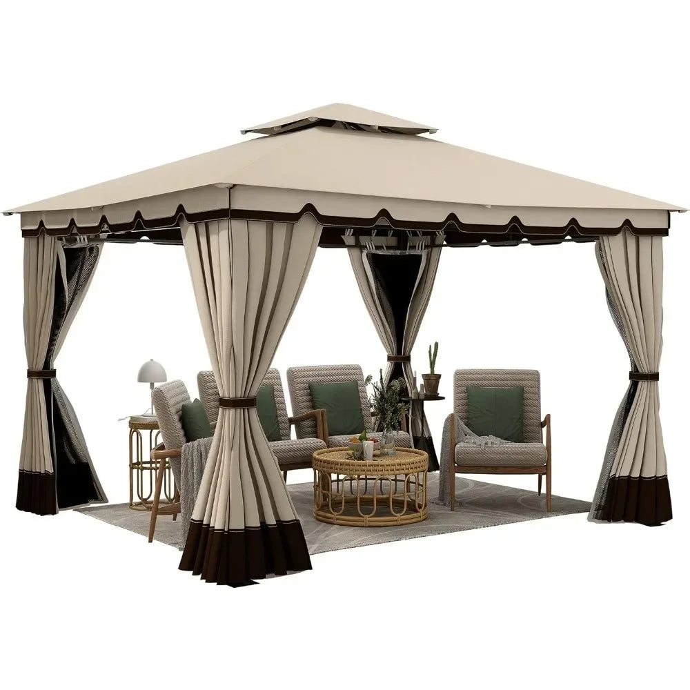 Double roof patio umbrella for outdoor patio, backyard and porch