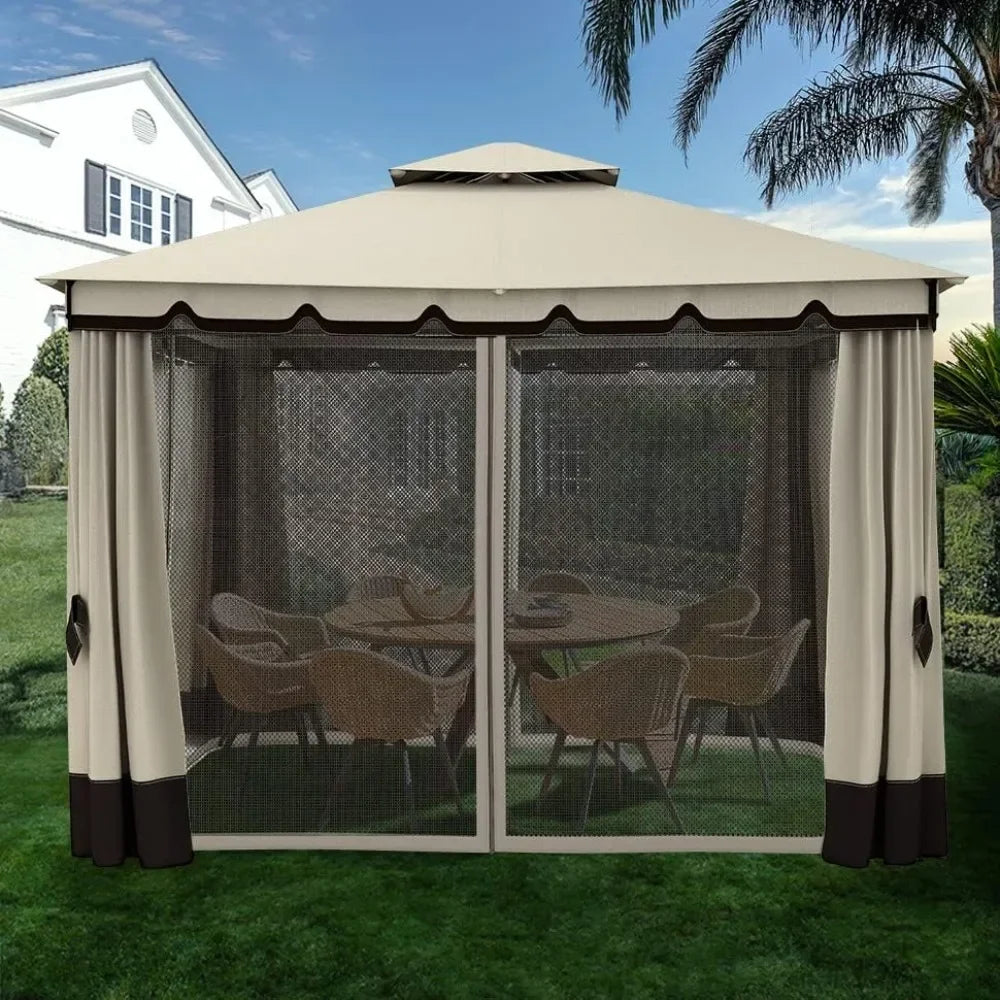 Double roof patio umbrella for outdoor patio, backyard and porch